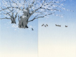 桜と猫の絵葉書
